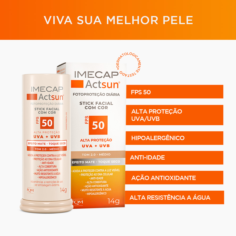 PROTETOR SOLAR EM BAST&Atilde;O COM COR M&Eacute;DIO - IMECAP ACTSUN